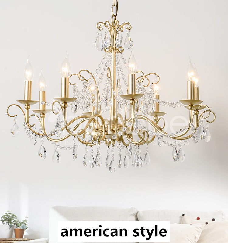 American Style Chandelier Living Room, Crystal Real Candle Chandelier Uk
